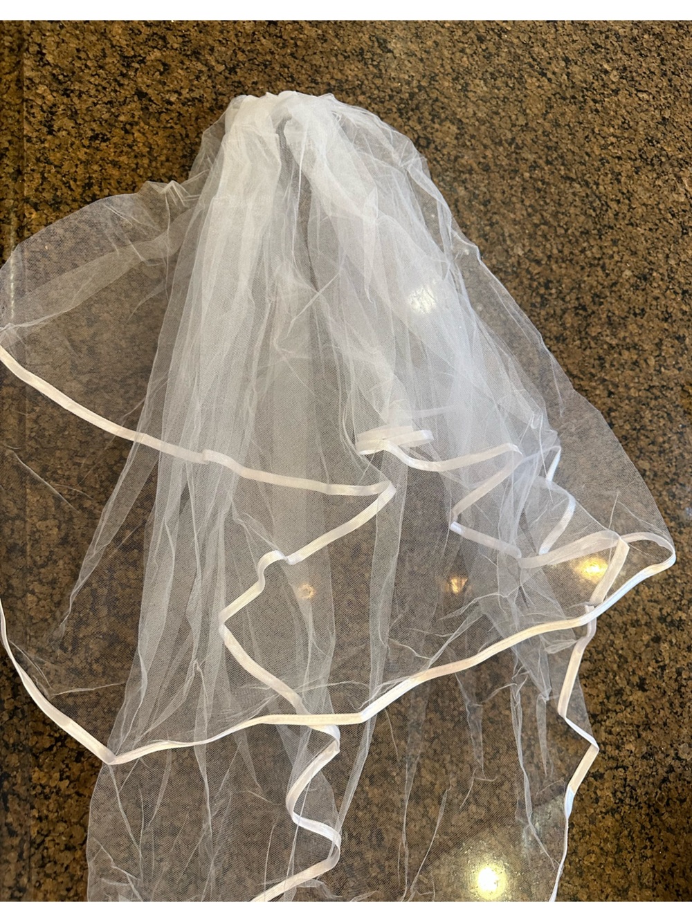 White Tulle Veil with Satin Edge - Home Accents